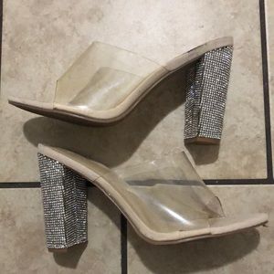 Tan/ rhinestone heel